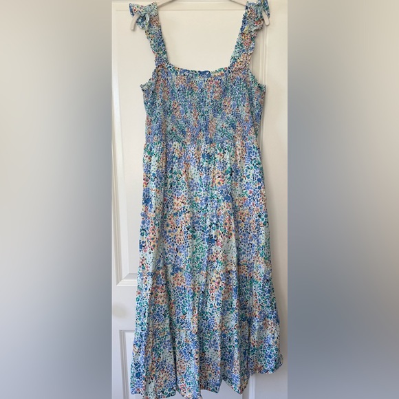 J. Crew Floral Print Dress with Blue and White - Picture 2 of 3